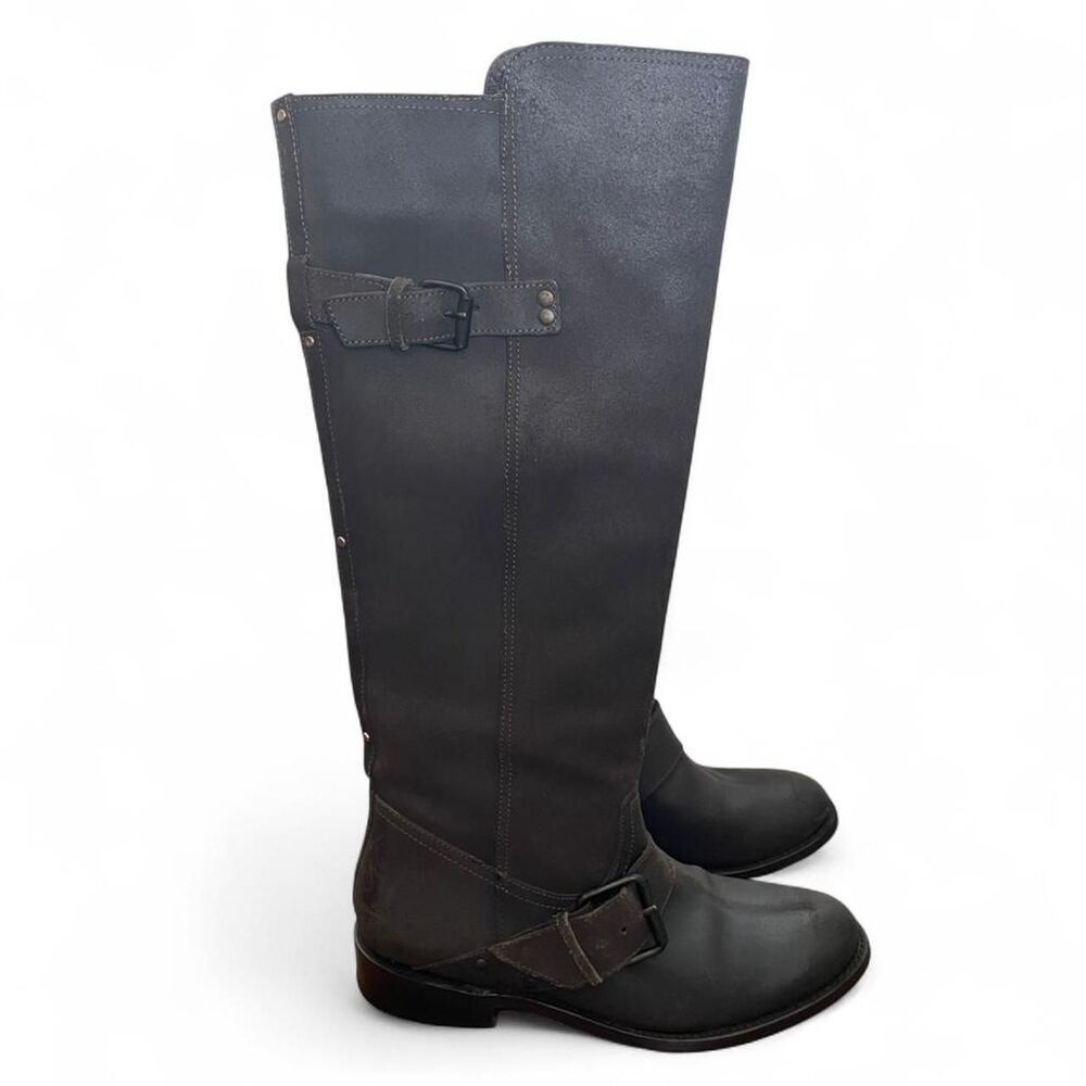 DV by Dolce Vita Lucianna Tall Studded Riding Boots Brown Genuine Leather Size 8
